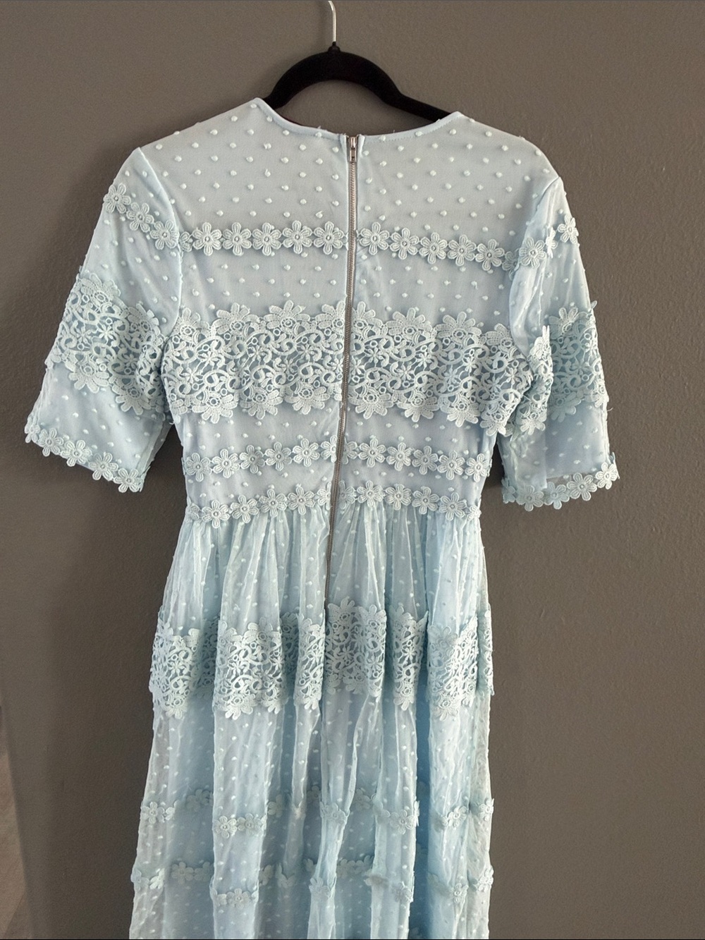 JessaKae Light Blue Lace Tiered Midi Dress - Picture 7 of 8